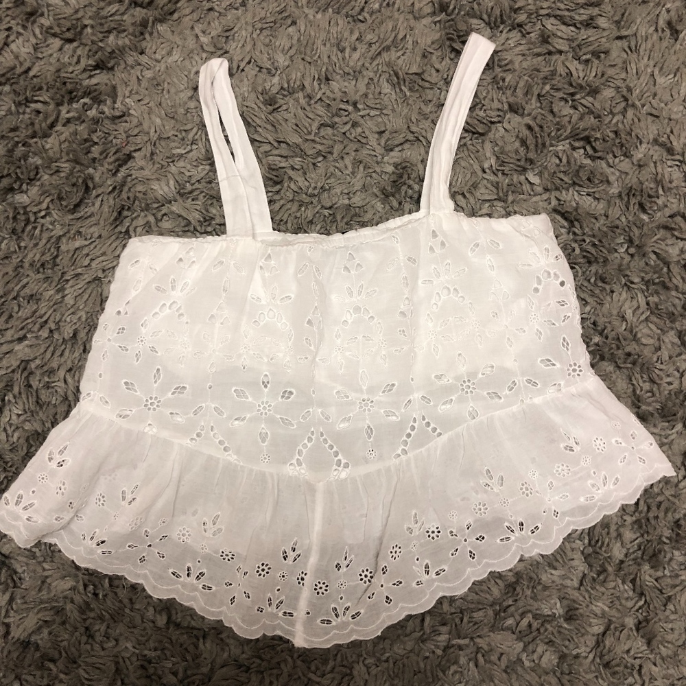 White Eyelet Tank
